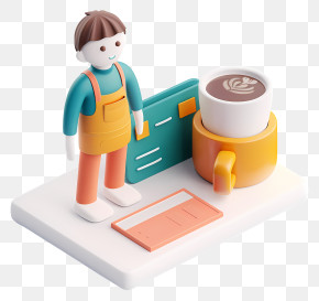 3d Coffee - Barista With Coffee PNG
