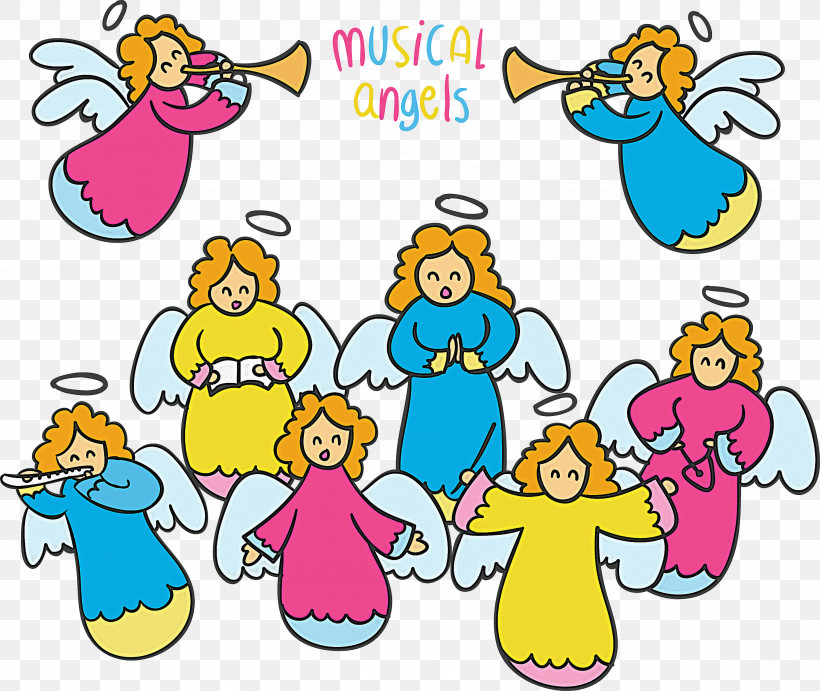 Angel, PNG, 2999x2528px, Angel, Animal Figure, Cartoon, Celebrating, Happy Download Free