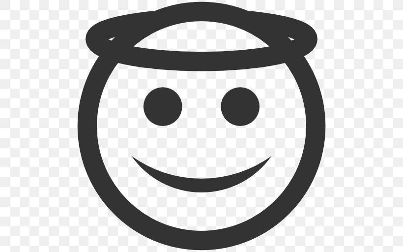 Emoticon Smiley, PNG, 512x512px, Emoticon, Angel, Black And White, Computer Software, Emoji Download Free