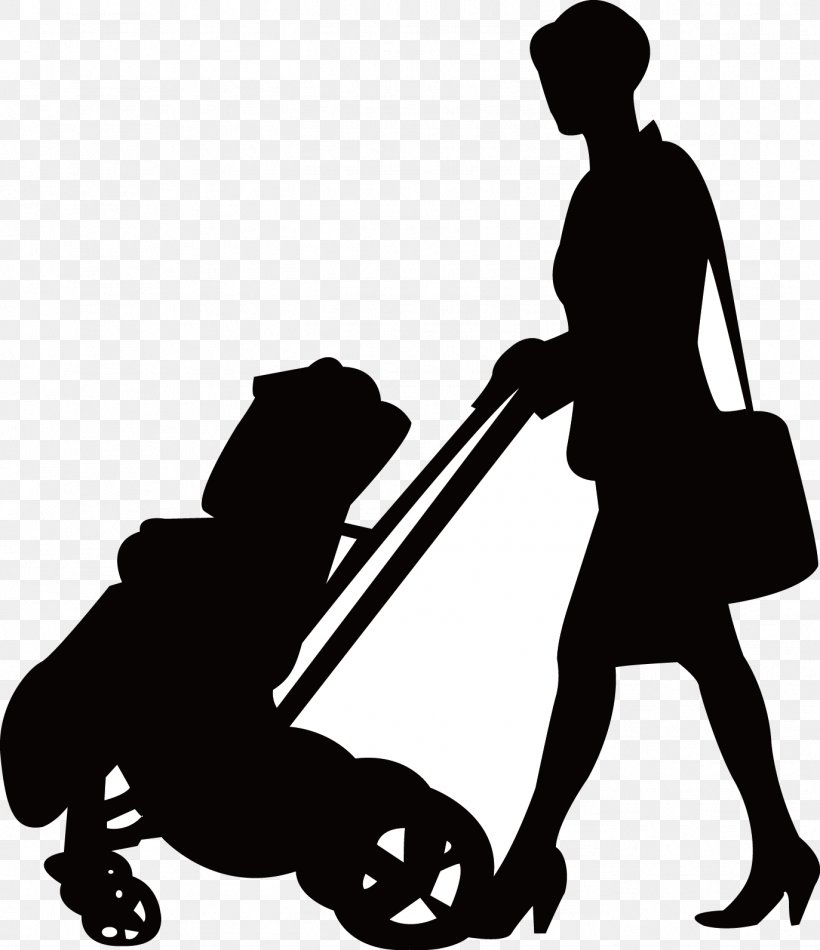 Silhouette Woman, PNG, 1373x1591px, Silhouette, Black And White, Cart, Child, Designer Download Free