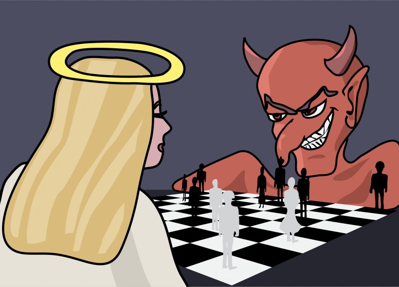Chess Piece Devil Angel Demon, PNG, 2400x1724px, Chess, Angel, Board Game, Cartoon, Checkmate Download Free