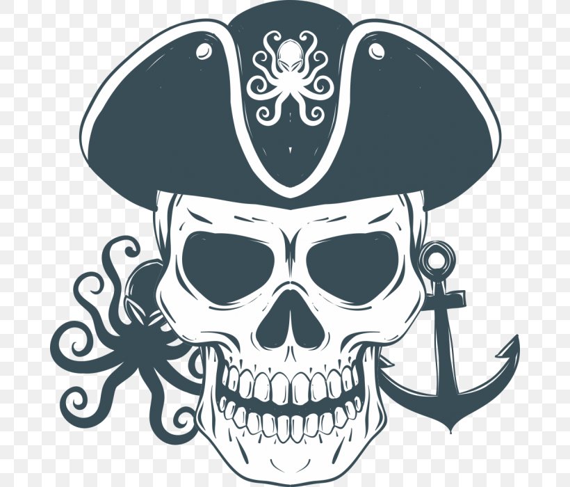 Skull Pirate Sticker Clip Art, PNG, 676x700px, Skull, Bone, Logo, Pirate, Skull And Crossbones Download Free