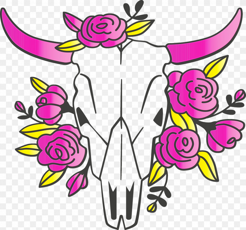 Visual Arts Cut Flowers Cartoon Pink M Character, PNG, 3000x2814px, Sugar Skull, Cartoon, Character, Cut Flowers, Flower Download Free