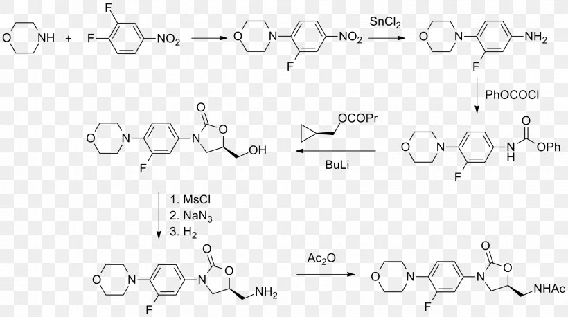 Linezolid Organic Spectroscopy Drug Organic Chemistry, PNG, 1941x1085px, Linezolid, Area, Auto Part, Black And White, Body Jewelry Download Free