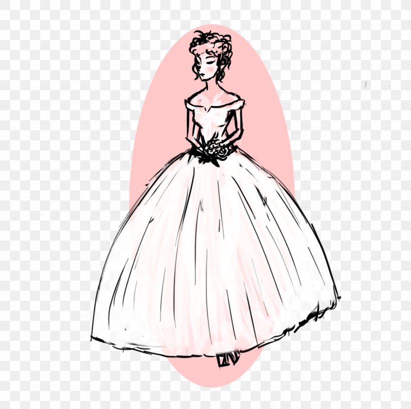 Drawing a doll in a red dress and with a bow Vector Image