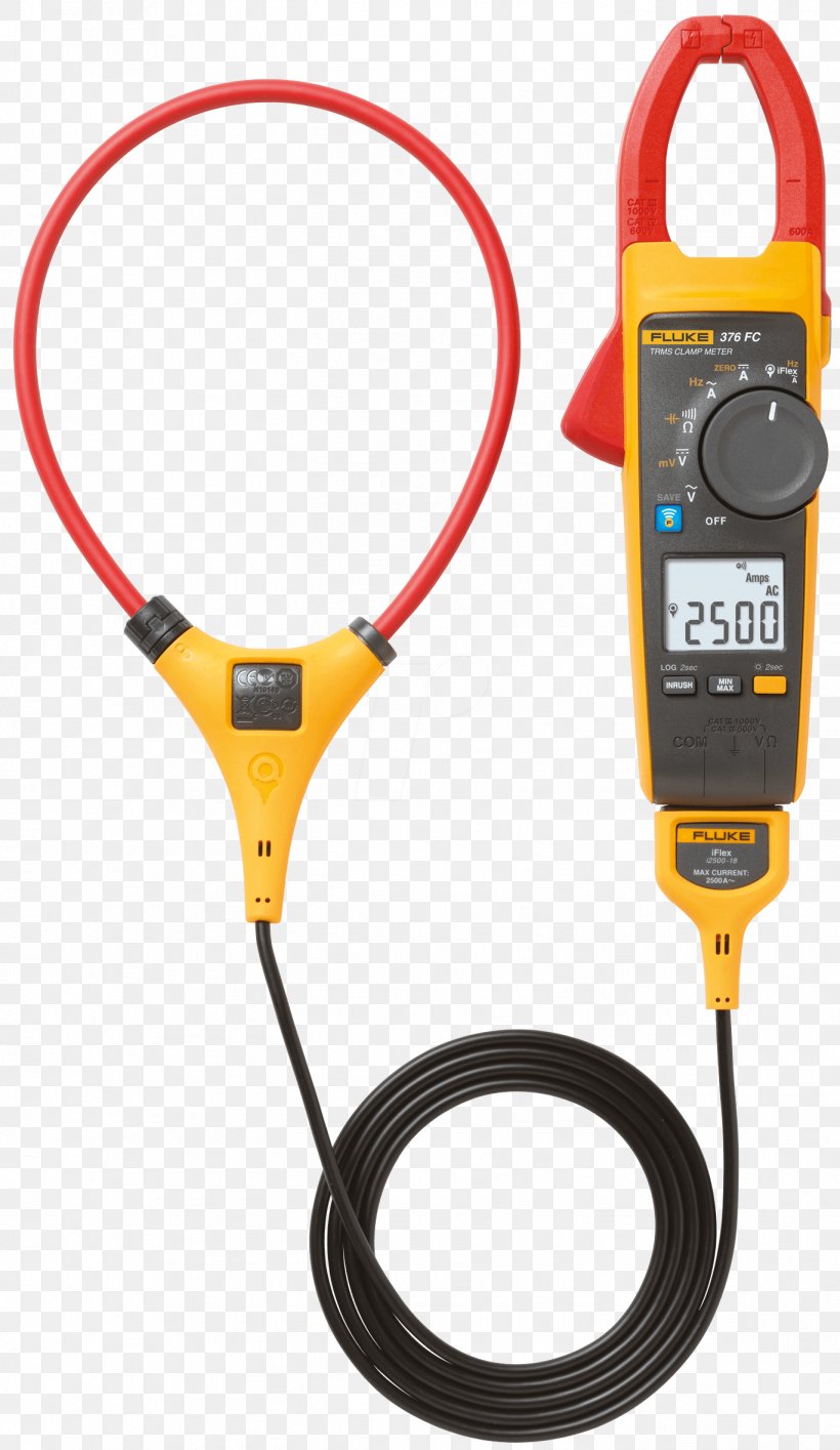 Fluke 376 FC TRMS AC/DC Clamp Meter FLUKE-376 FC Current Clamp True RMS Converter Fluke Corporation Alternating Current, PNG, 1368x2362px, Current Clamp, Alternating Current, Cable, Direct Current, Electric Current Download Free