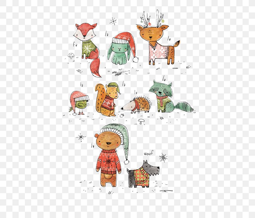 Christmas Card Illustrator Illustration, PNG, 500x700px, Art, Animal, Area, Cartoon, Christmas Download Free