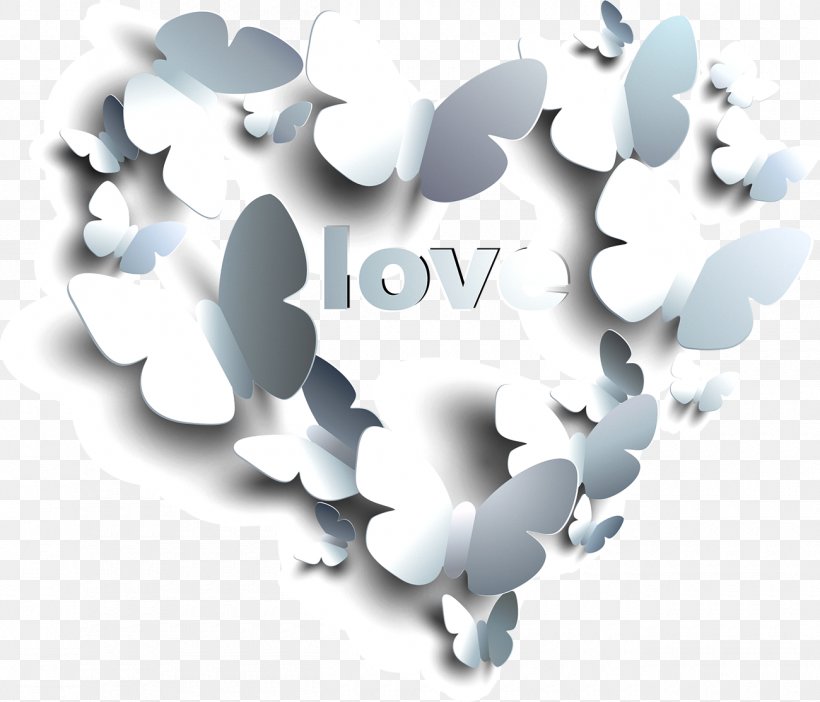 Butterfly Euclidean Vector, PNG, 1300x1114px, Butterfly, Designer, Heart, Text, Threedimensional Space Download Free