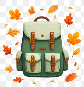 Vintage Autumn Backpack - Mint Green Pocket Backpack PNG