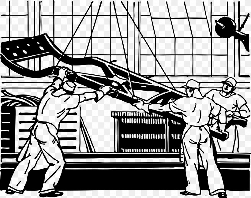 Assembly Line Manufacturing Factory Clip Art, PNG, 2400x1894px, Assembly Line, Black And White, Cartoon, Conveyor Belt, Conveyor System Download Free