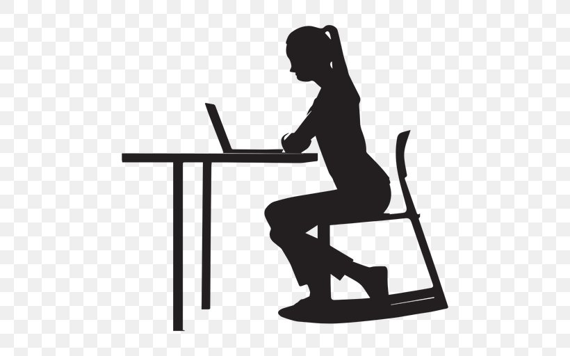 Clip Art Vector Graphics Silhouette Desk Sitting, PNG, 512x512px, Silhouette, Chair, Desk, Drawing, Furniture Download Free