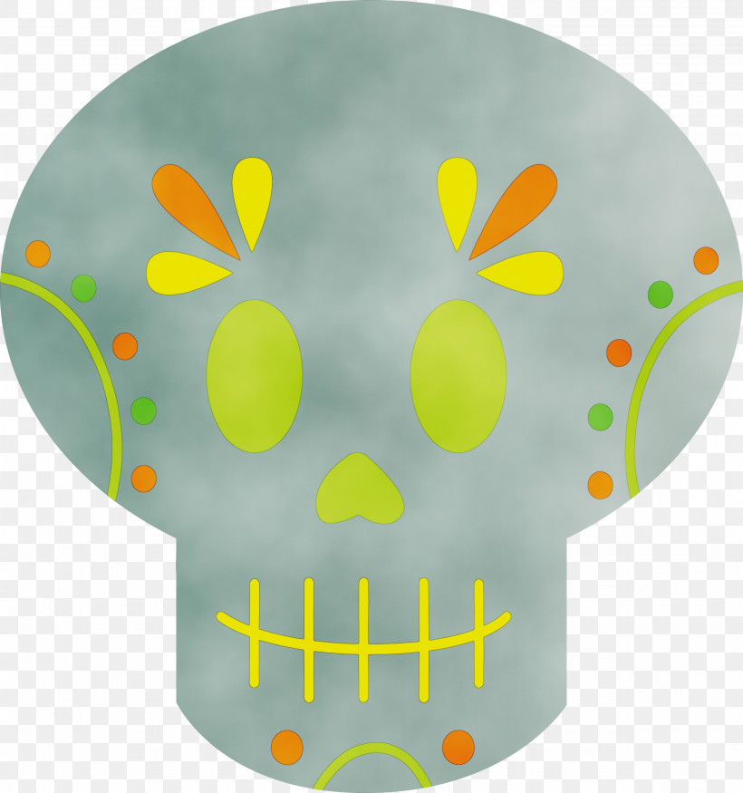 Yellow Pattern, PNG, 2809x3000px, Day Of The Dead, D%c3%ada De Muertos, Paint, Watercolor, Wet Ink Download Free