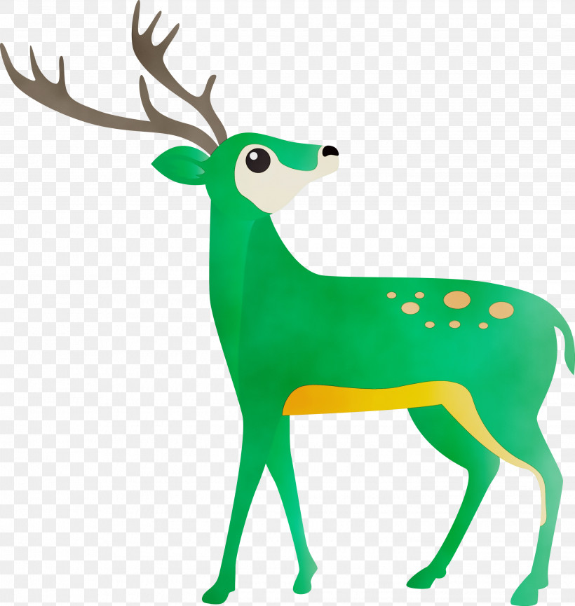 Reindeer, PNG, 2841x3000px, Watercolor Reindeer, Animal Figure, Antler, Deer, Elk Download Free