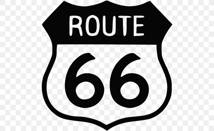 U.S. Route 66 Wall Decal Sticker Clip Art, PNG, 500x500px, Us Route 66, Adhesive, Area, Artwork, Black Download Free