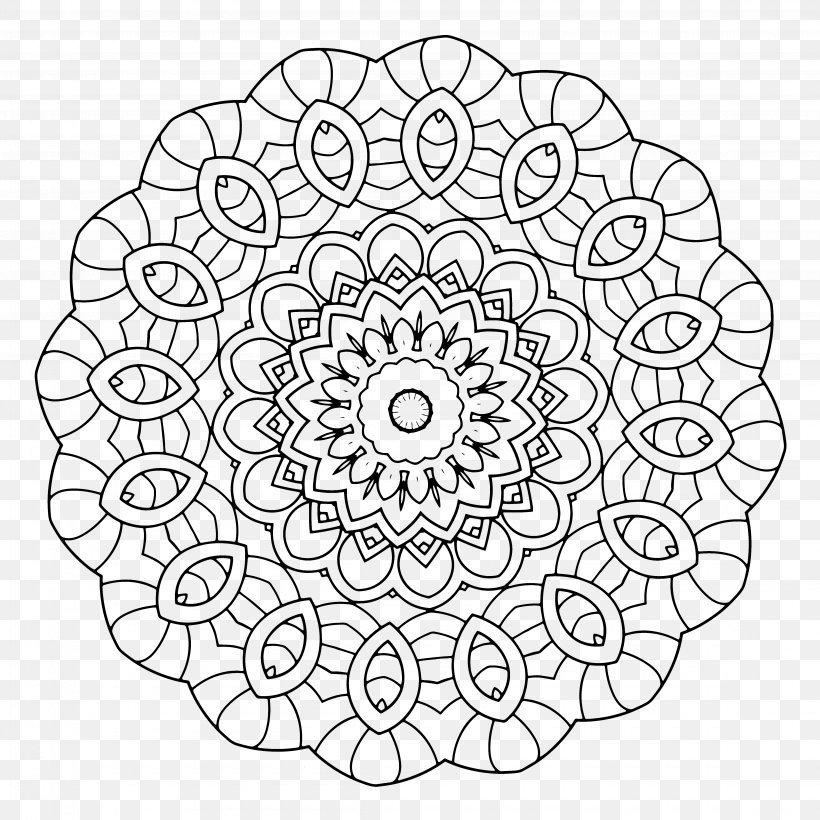 Pattern Clock Zentangle Rip Curl Illustration, PNG, 4500x4500px, Clock, Area, Black And White, Coloring Book, Doily Download Free