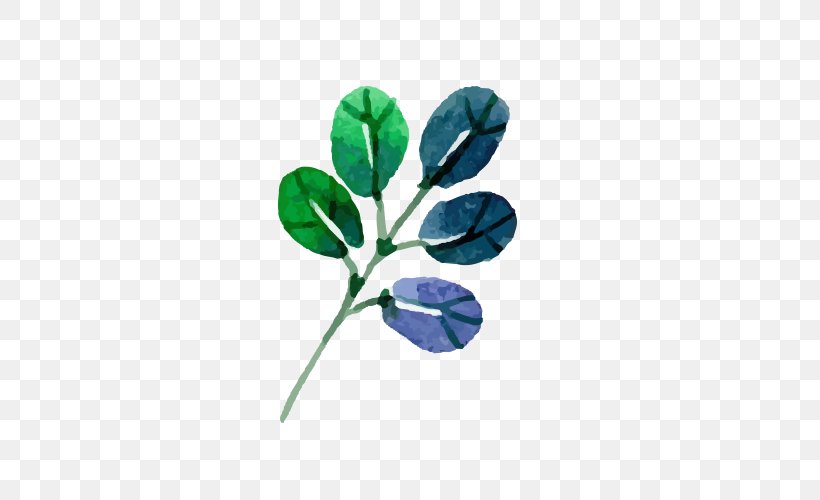Leaf Flower Drawing, PNG, 500x500px, Leaf, Blue, Branch, Drawing, Flower Download Free