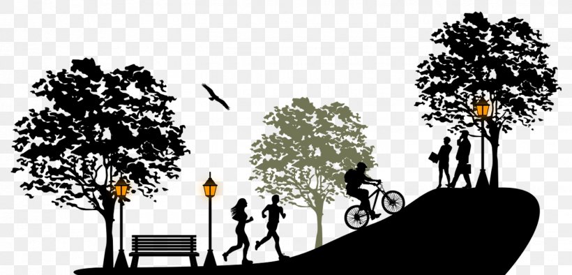 Urban Park Silhouette, PNG, 1427x687px, Urban Park, Bench, Black And White, Branch, Brand Download Free