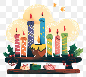 Christmas Candles On Table - Festive Decorative Candles PNG