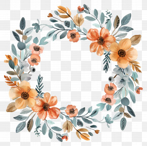 Floral Wreath - Beautiful Floral Wreath In Pastel Colors For Decoration PNG