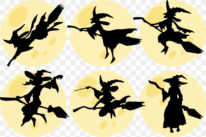 Silhouette Boszorkxe1ny, PNG, 5592x3722px, Silhouette, Befana, Broom, Cdr, Coreldraw Download Free