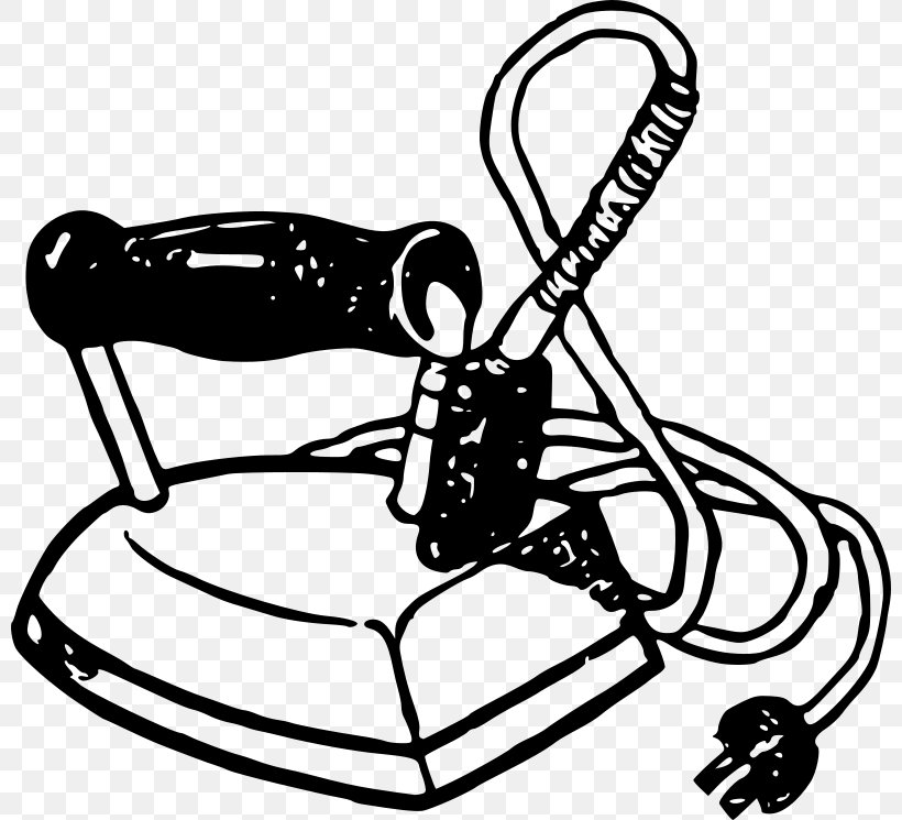 Clothes Iron Home Appliance Clip Art, PNG, 800x745px, Clothes Iron, Artwork, Black, Black And White, Cartoon Download Free