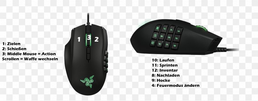 Computer Mouse Razer Naga 2012 Expert Mmo Laser Gaming Mouse Black Input Devices Razer Inc., PNG, 1836x719px, Computer Mouse, Computer, Computer Accessory, Computer Component, Computer Hardware Download Free