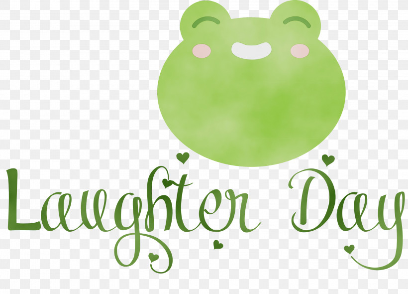 Frogs Amphibians Logo Font Leaf, PNG, 3000x2159px, World Laughter Day, Amphibians, Frogs, Fruit, Laugh Download Free