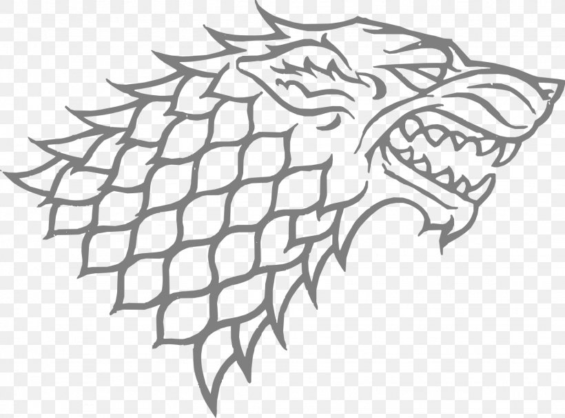 Gray Wolf Sansa Stark House Stark Winter Is Coming Decal, PNG, 1538x1138px, Gray Wolf, Artwork, Black And White, Bran Stark, Decal Download Free