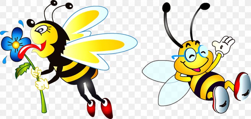 Honey Bee Cartoon Clip Art, PNG, 1200x572px, Bee, Antenna, Art, Artwork, Bumblebee Download Free