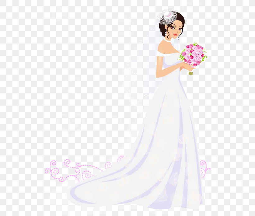 Bride Wedding Dress Euclidean Vector, PNG, 534x695px, Watercolor, Cartoon,  Flower, Frame, Heart Download Free