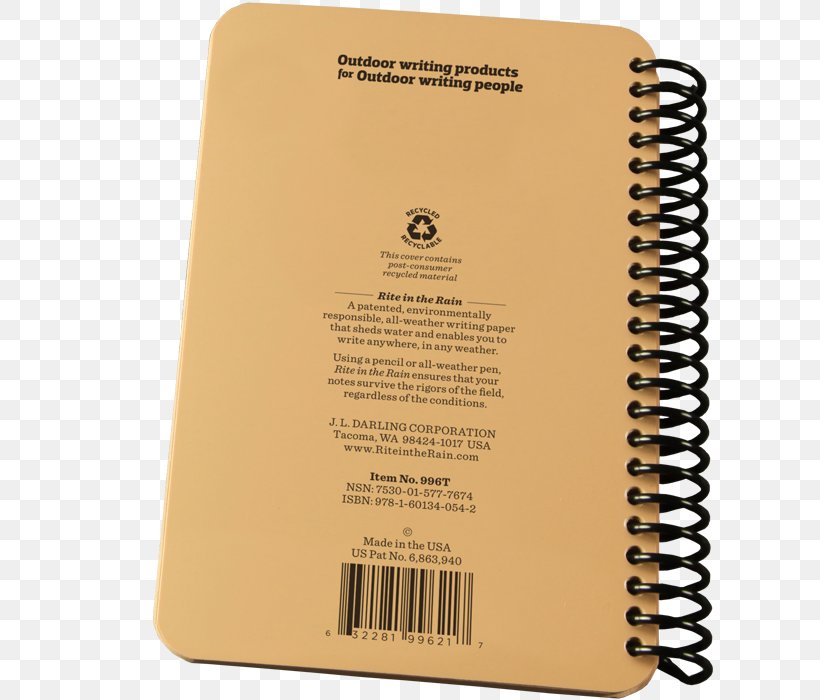 Notebook Paper Weather Rite In The Rain, PNG, 700x700px, Notebook, Book, Inch, Joint Terminal Attack Controller, Logbook Download Free