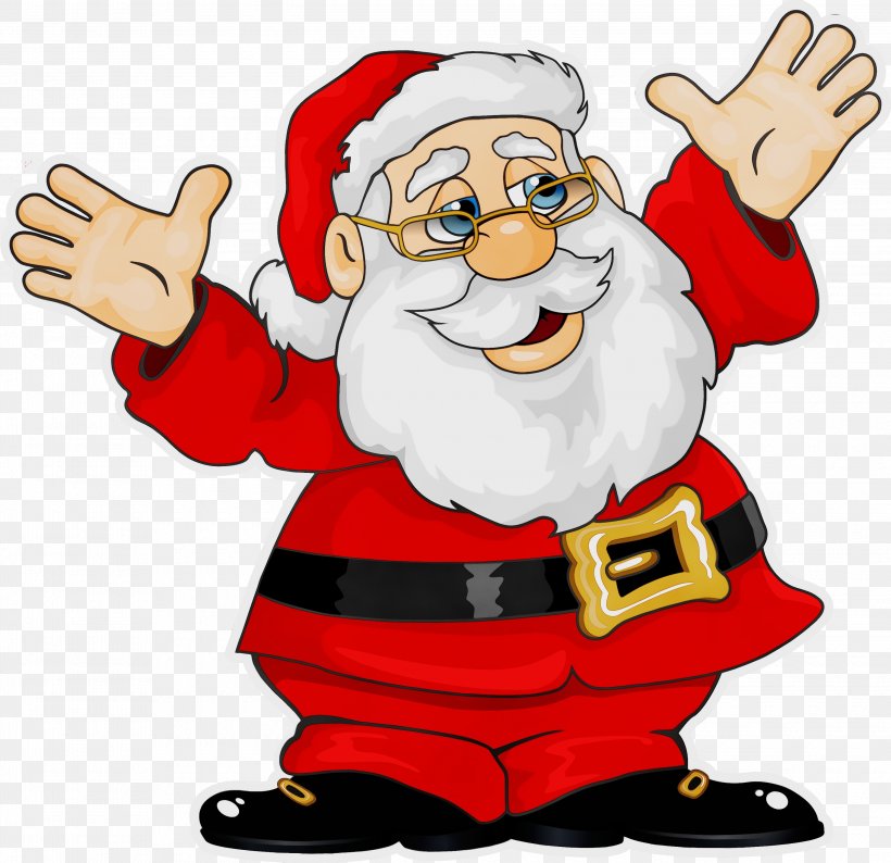 Santa Claus, PNG, 3000x2906px, Watercolor, Cartoon, Gesture, Paint, Pleased Download Free