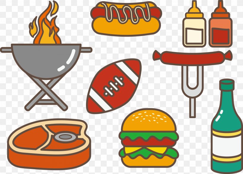 Tailgate Party Hamburger Hot Dog Barbecue Clip Art, PNG, 2745x1959px, Tailgate Party, Artwork, Barbecue, Cartoon, Drawing Download Free