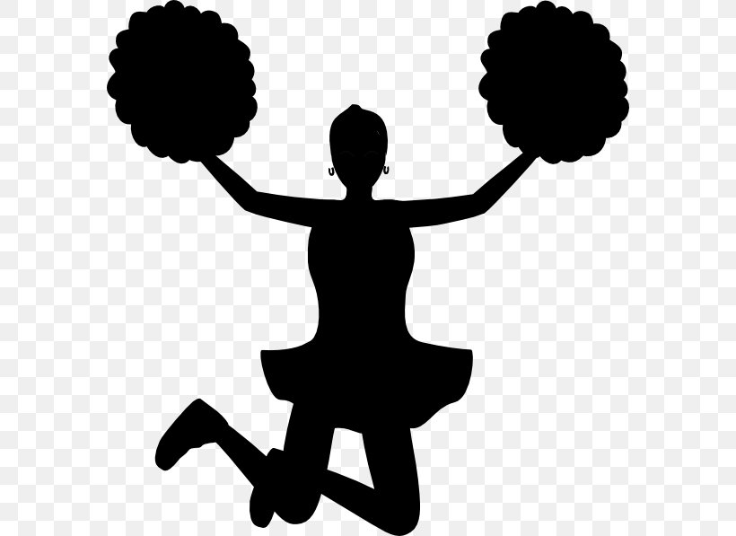 Cheerleading Clip Art, PNG, 582x597px, Cheerleading, Animation, Black And White, Human Behavior, Joint Download Free