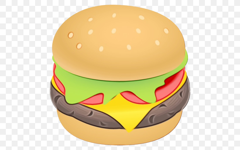 Hamburger, PNG, 512x512px, Watercolor, American Food, Baked Goods, Breakfast Sandwich, Bun Download Free