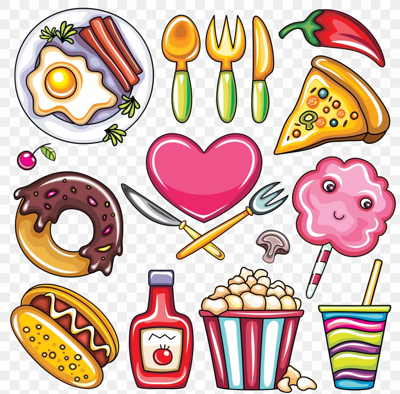 Fast Food Pizza Bagel Cartoon, PNG, 5302x5225px, Fast Food, Artwork, Cartoon, Cuisine, Drawing Download Free