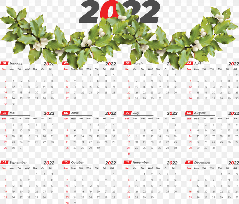 Printable 2022 Calendar 2022 Calendar Printable, PNG, 3000x2557px, Flower, Christmas Day, Drawing, Halftone, Holiday Download Free