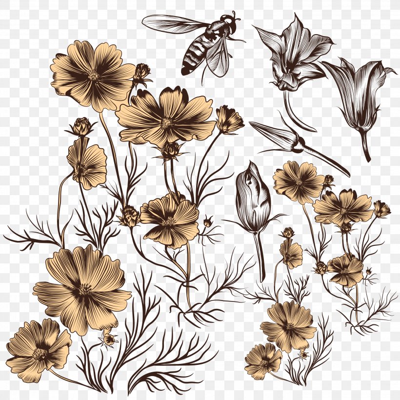 Euclidean Vector Flower Drawing Sketch, PNG, 2778x2778px, Flower, Butterfly, Cut Flowers, Drawing, Flora Download Free