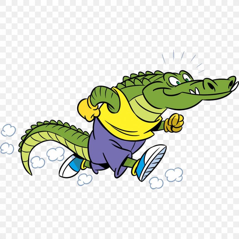 Alligator Running Crocodile Illustration, PNG, 1000x1000px, Alligator, Amphibian, Art, Cartoon, Crocodile Download Free