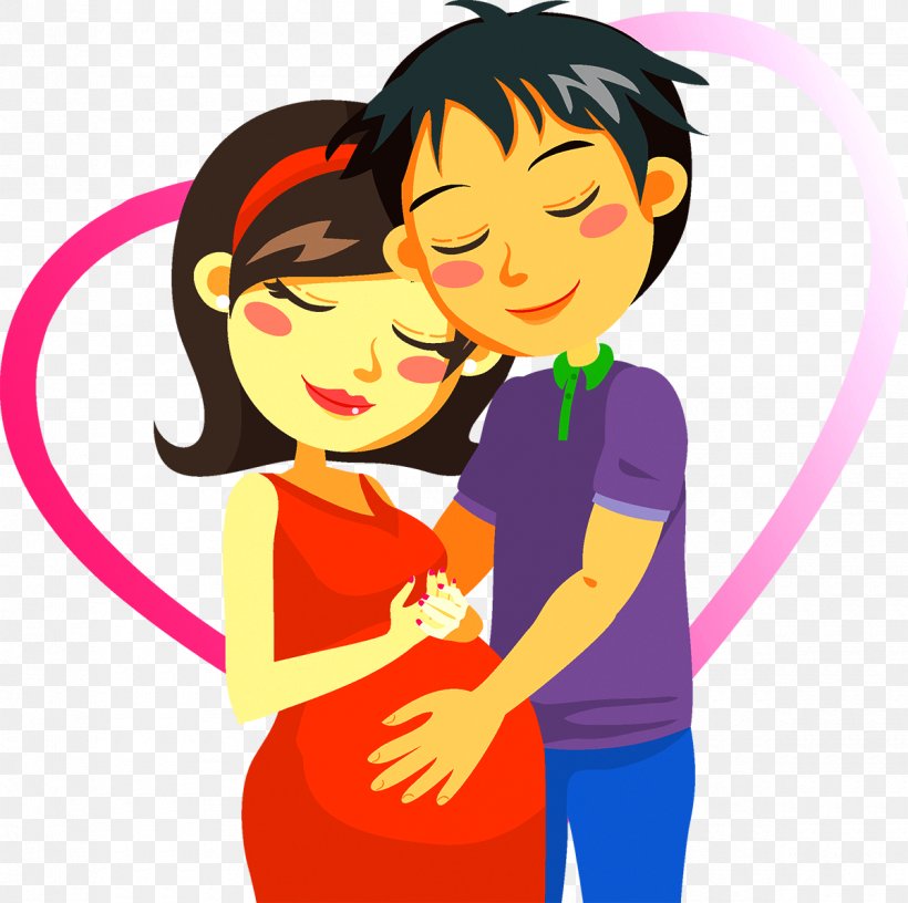 Cartoon Pregnancy Couple Clip Art, PNG, 1200x1195px, Watercolor, Cartoon, Flower, Frame, Heart Download Free