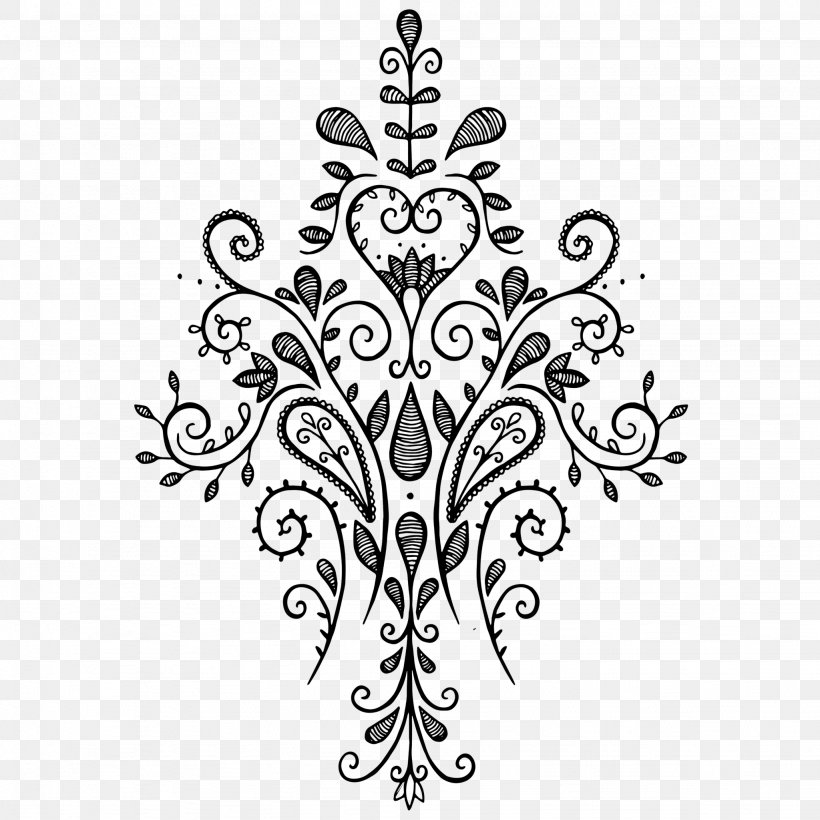 Floral Symmetry Flower Pattern, PNG, 2048x2048px, Symmetry, Art, Black, Black And White, Branch Download Free