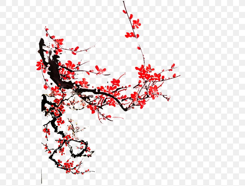 Plum Blossom Ink Wash Painting Clip Art, PNG, 670x622px, Plum Blossom, Art, Blossom, Branch, Cherry Blossom Download Free