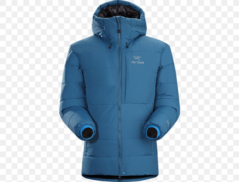 Parka Arc'teryx Down Feather Jacket Windstopper, PNG, 450x625px, Parka, Blue, Canada Goose, Clothing, Coat Download Free