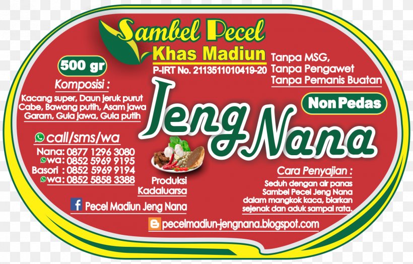 Sambal Pecel Natural Foods Bumbu, PNG, 1442x922px, Pecel, Brand, Bumbu, Convenience Food, Cuisine Download Free