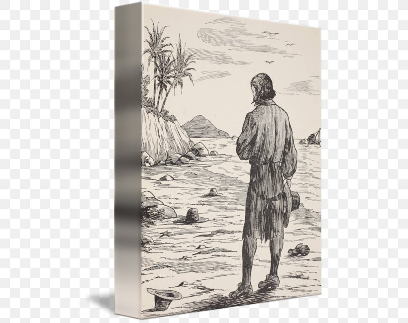 Robinson Crusoe Fine Art Island Painting, PNG, 484x650px, Robinson Crusoe, Art, Artist, Black And White, Blanket Download Free