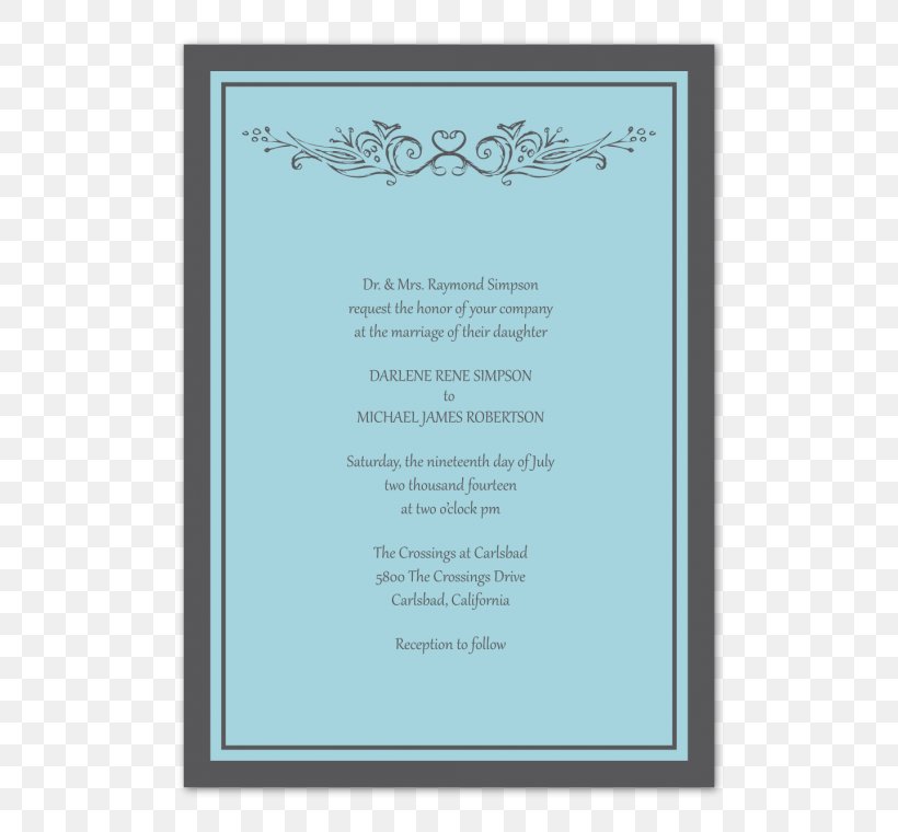 Wedding Invitation Picture Frames Convite Font, PNG, 570x760px, Wedding Invitation, Blue, Convite, Picture Frame, Picture Frames Download Free