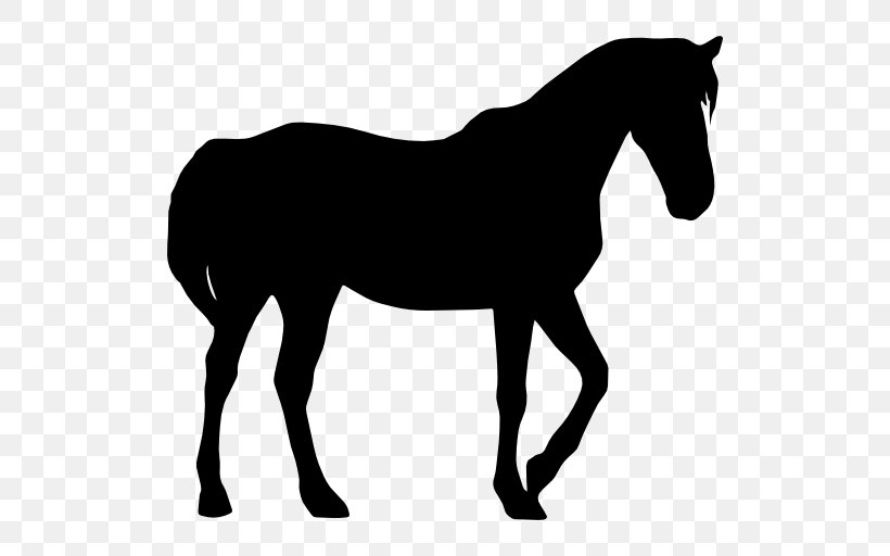 Mustang Silhouette Standing Horse, PNG, 512x512px, Mustang, Black And White, Bridle, Colt, Drawing Download Free