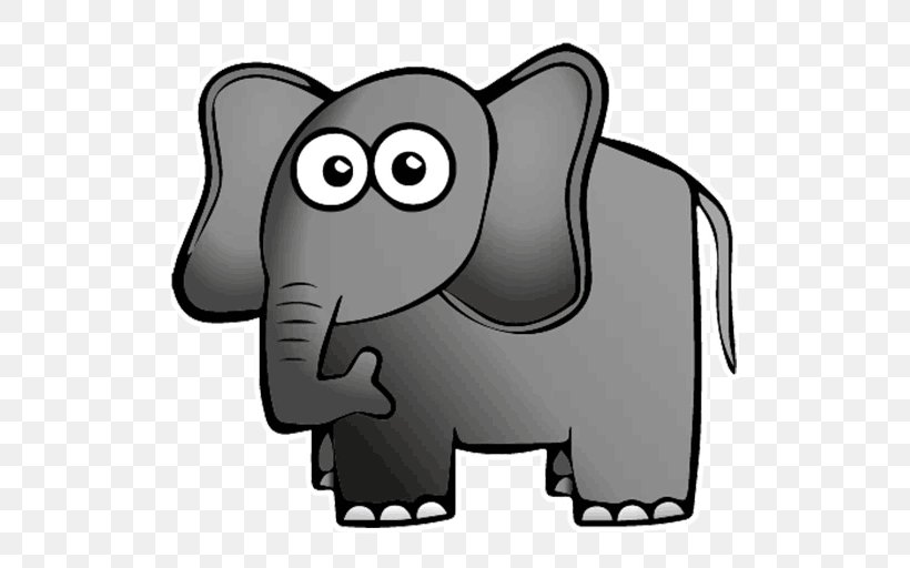 African Elephant Indian Elephant Telegram Sticker Elephants, PNG, 512x512px, African Elephant, Black And White, Canidae, Cartoon, Cattle Download Free