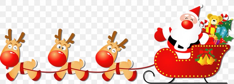 Santa Claus's Reindeer Santa Claus's Reindeer Sled Christmas, PNG, 2832x1022px, Santa Claus, Antler, Christmas, Christmas Ornament, Christmas Tree Download Free