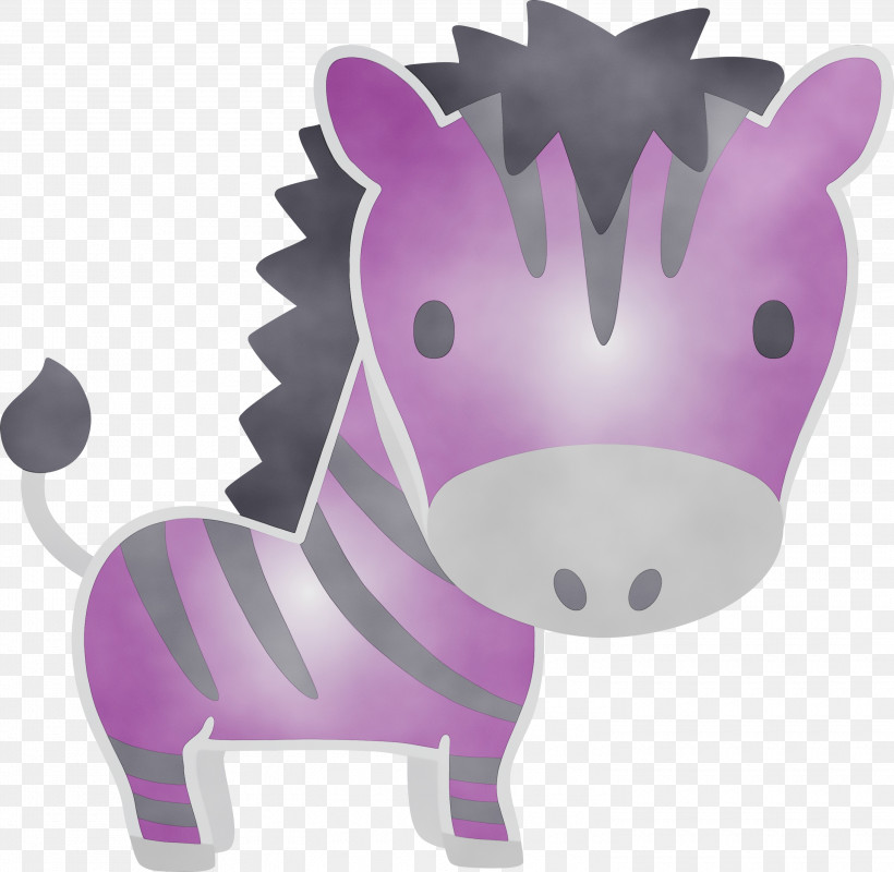 Cartoon Pink Purple Violet Snout, PNG, 3000x2930px, Watercolor, Animal Figure, Cartoon, Livestock, Paint Download Free